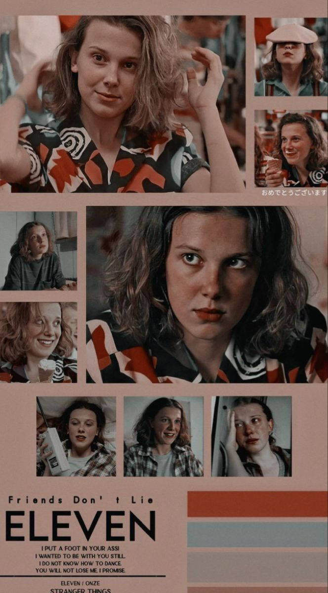 Cute Aesthetic Stranger Things Eleven Pink Background Background