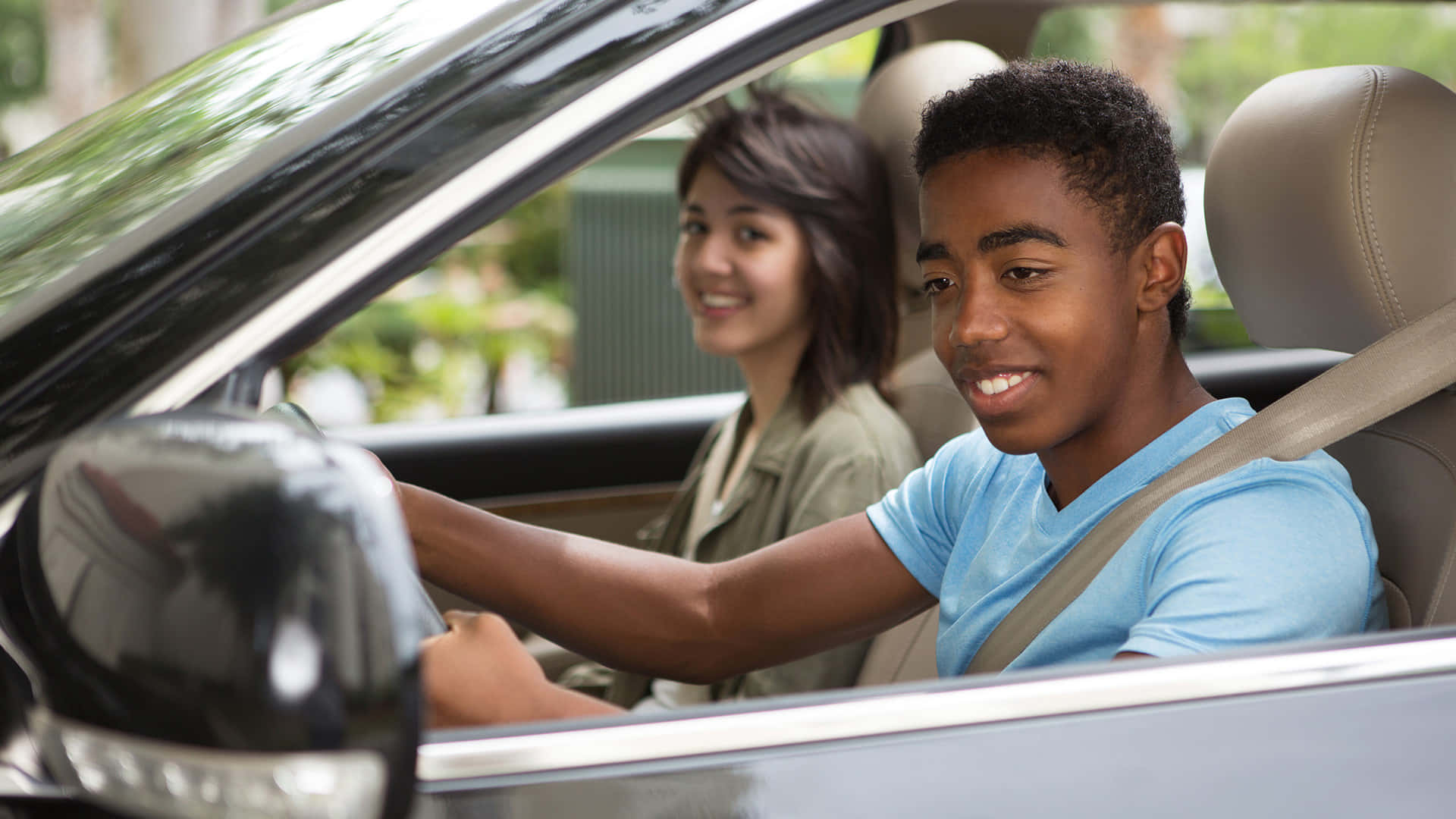 Cute Aesthetic Teenage Driving Car Background