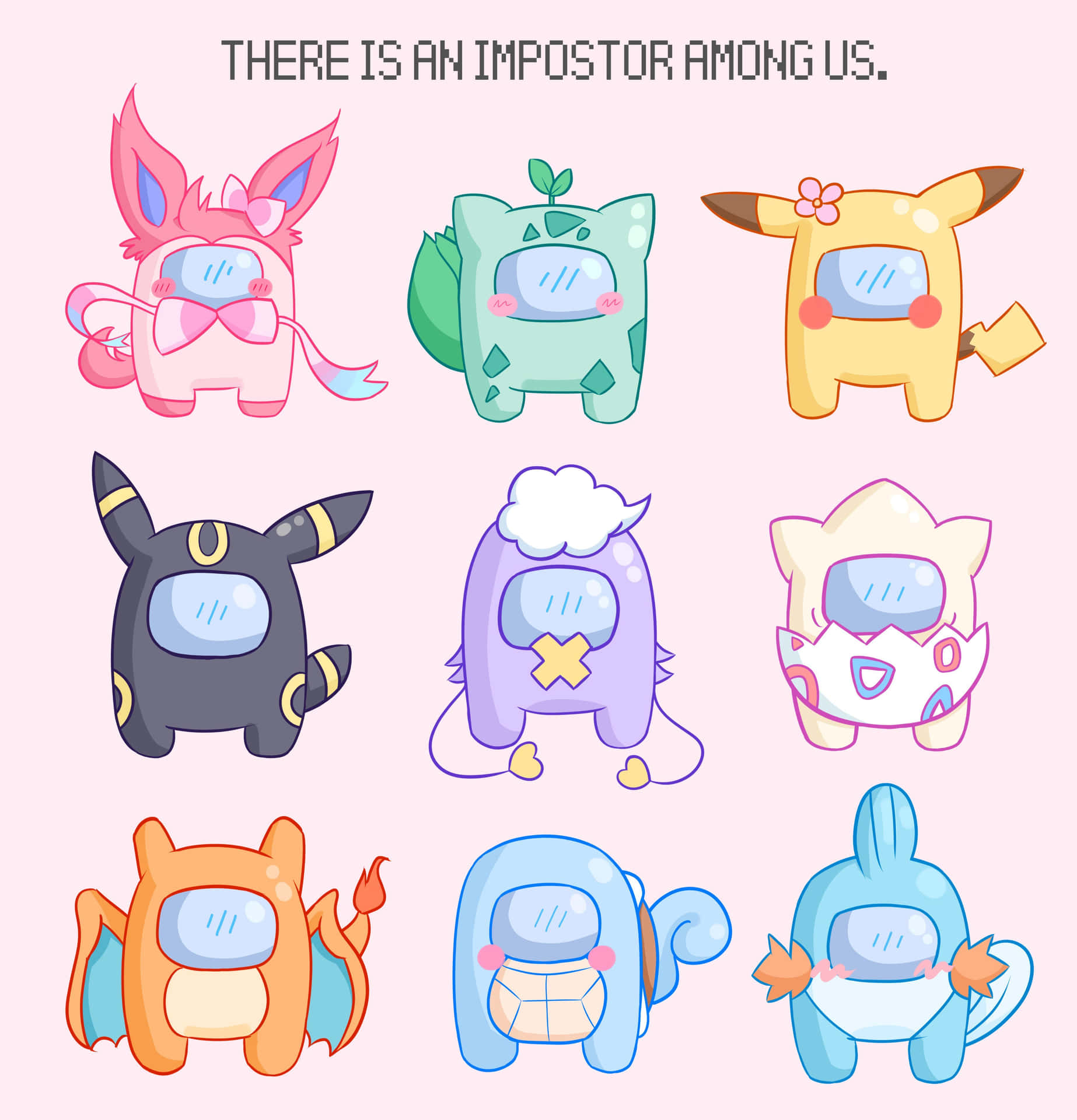 Cute Among Us Pokemon Team Background