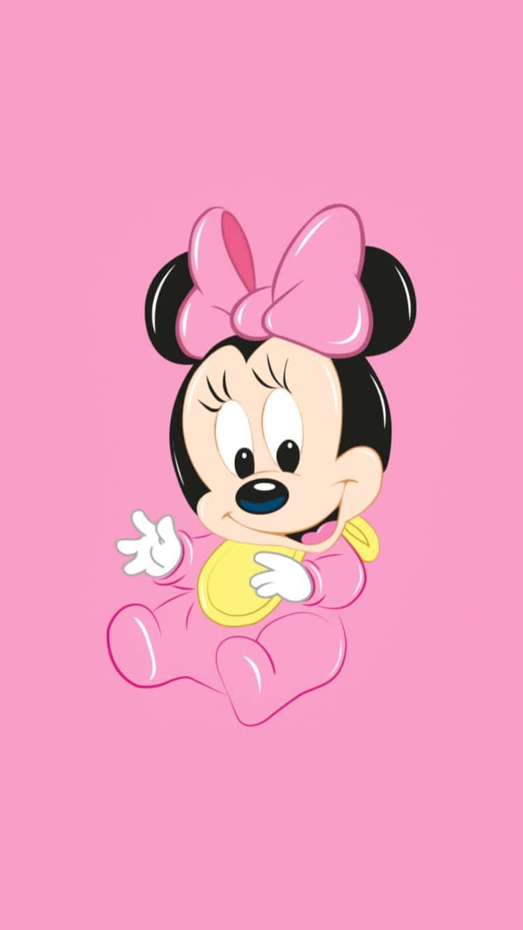 Cute And Bubbly Minnie Mouse In Her Signature Pink Dress Background