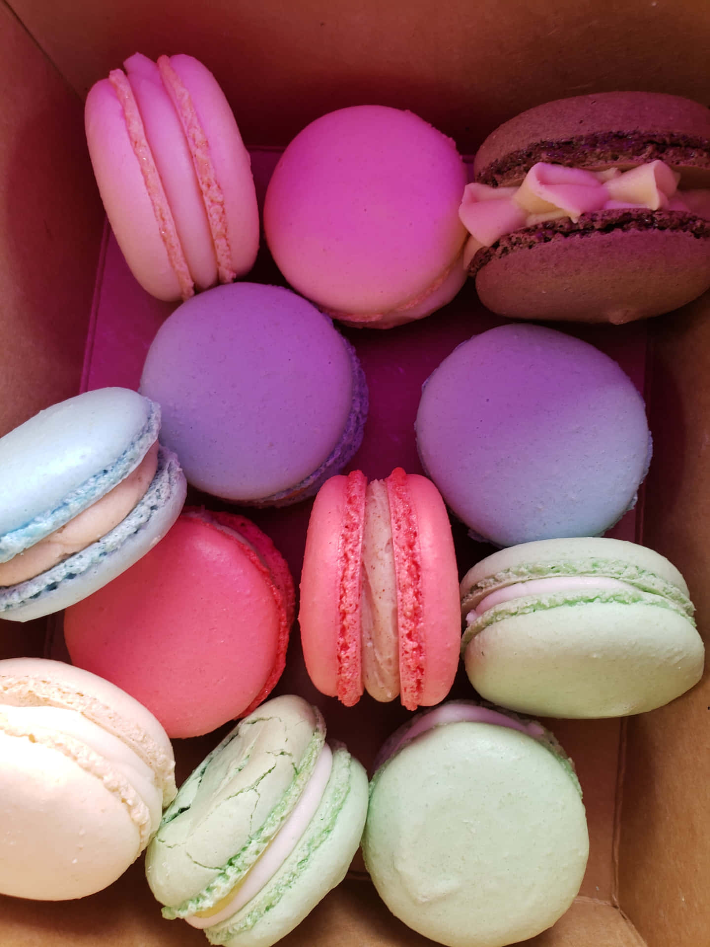 Cute And Colorful Boxed Macaron Background