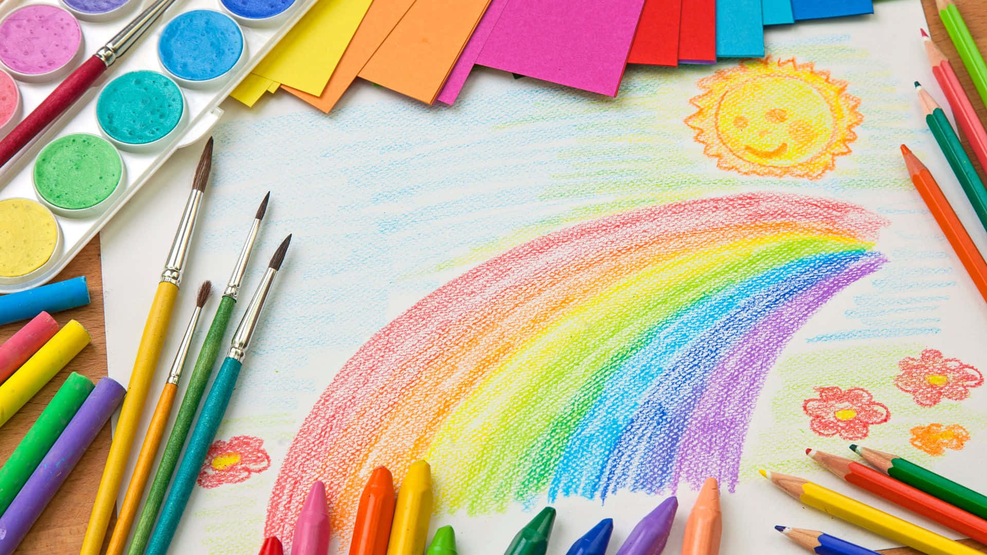 Cute And Colorful Rainbow Kid's Illustration Background