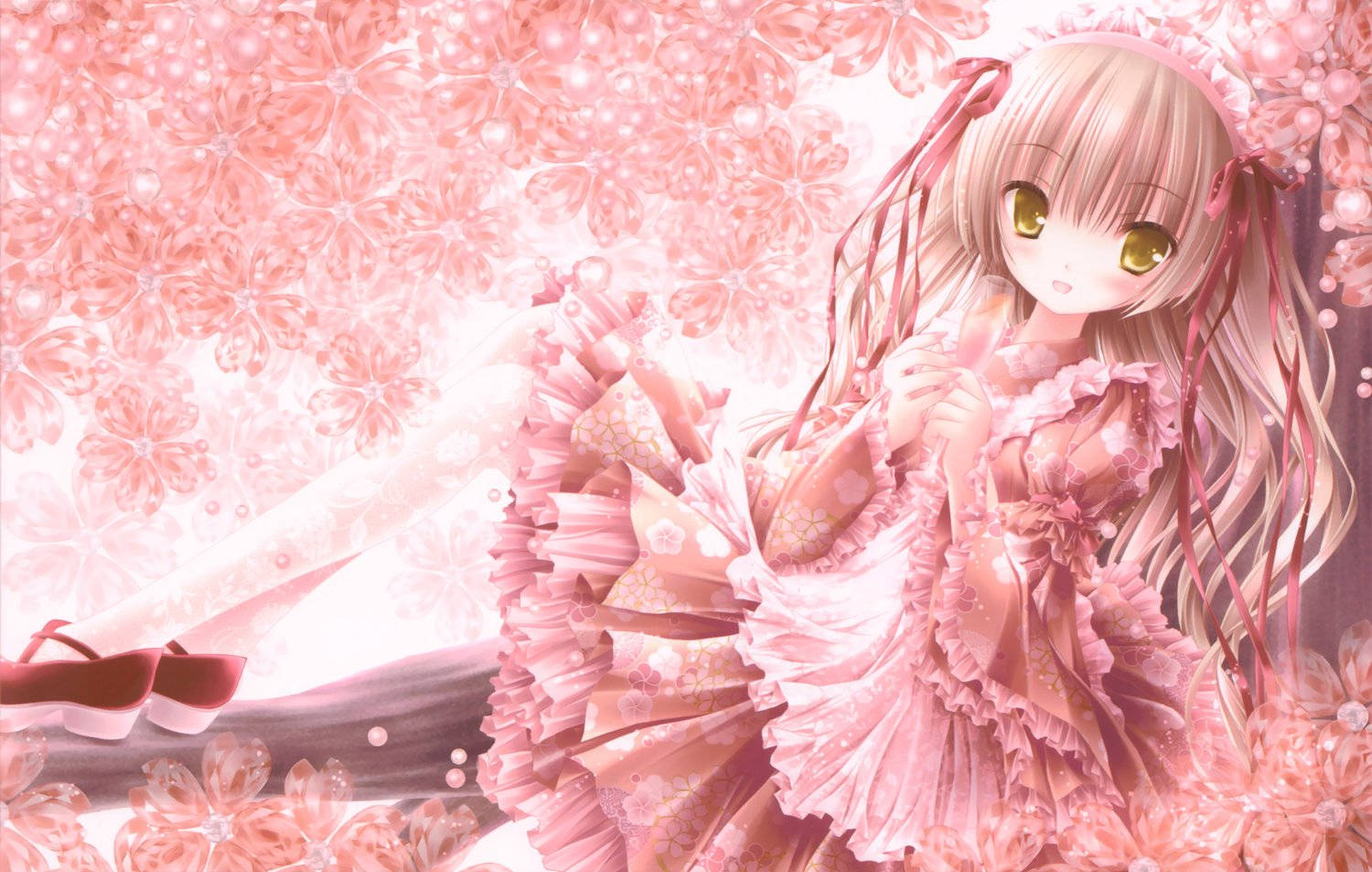Cute And Magical Pink Anime Girl Background