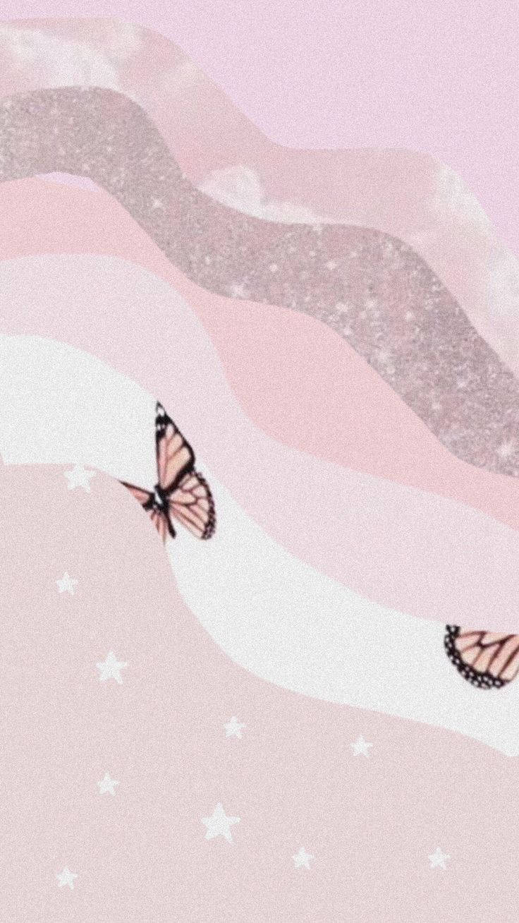 Cute And Pink Backdrop With Butterfly Background