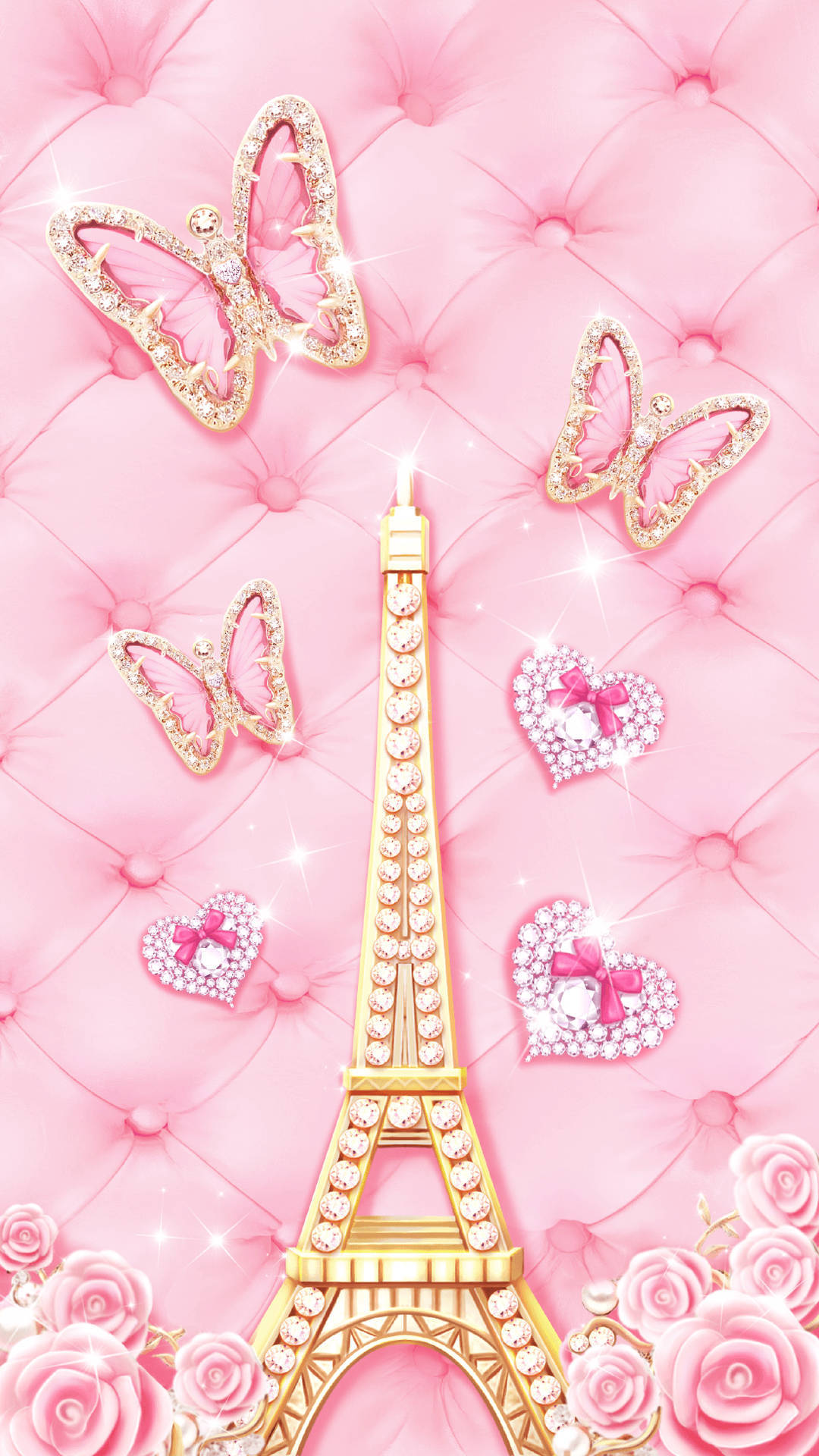 Cute And Pink Eiffel Tower Art Background