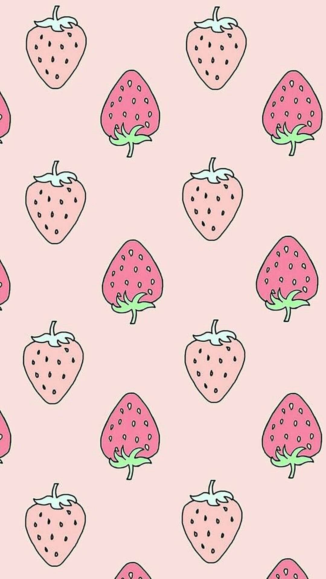 Cute And Pink Strawberries Artwork Background