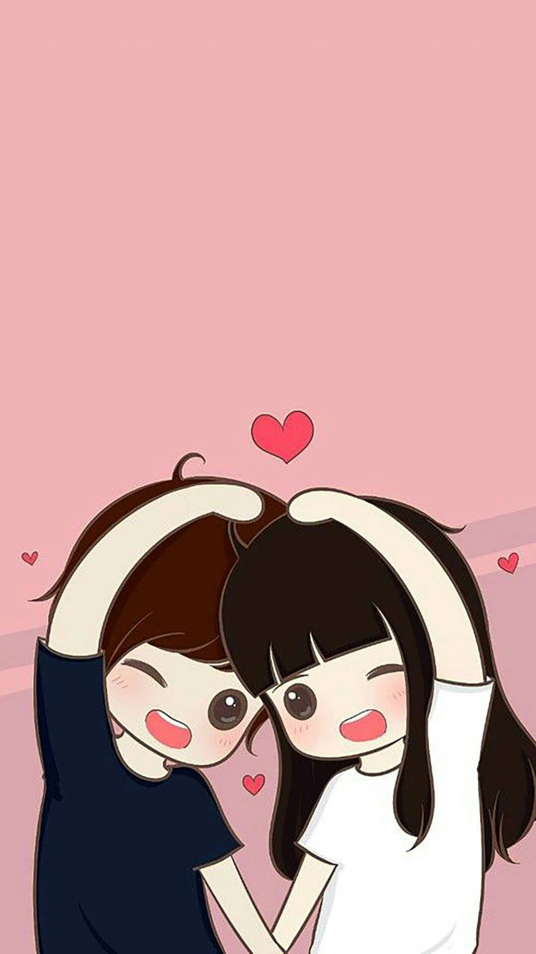 Cute And Sweet Cartoon Couple Background
