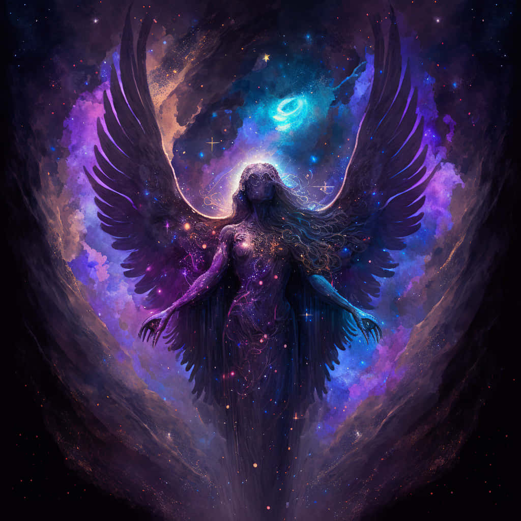 Cute Angel In Colorful Space