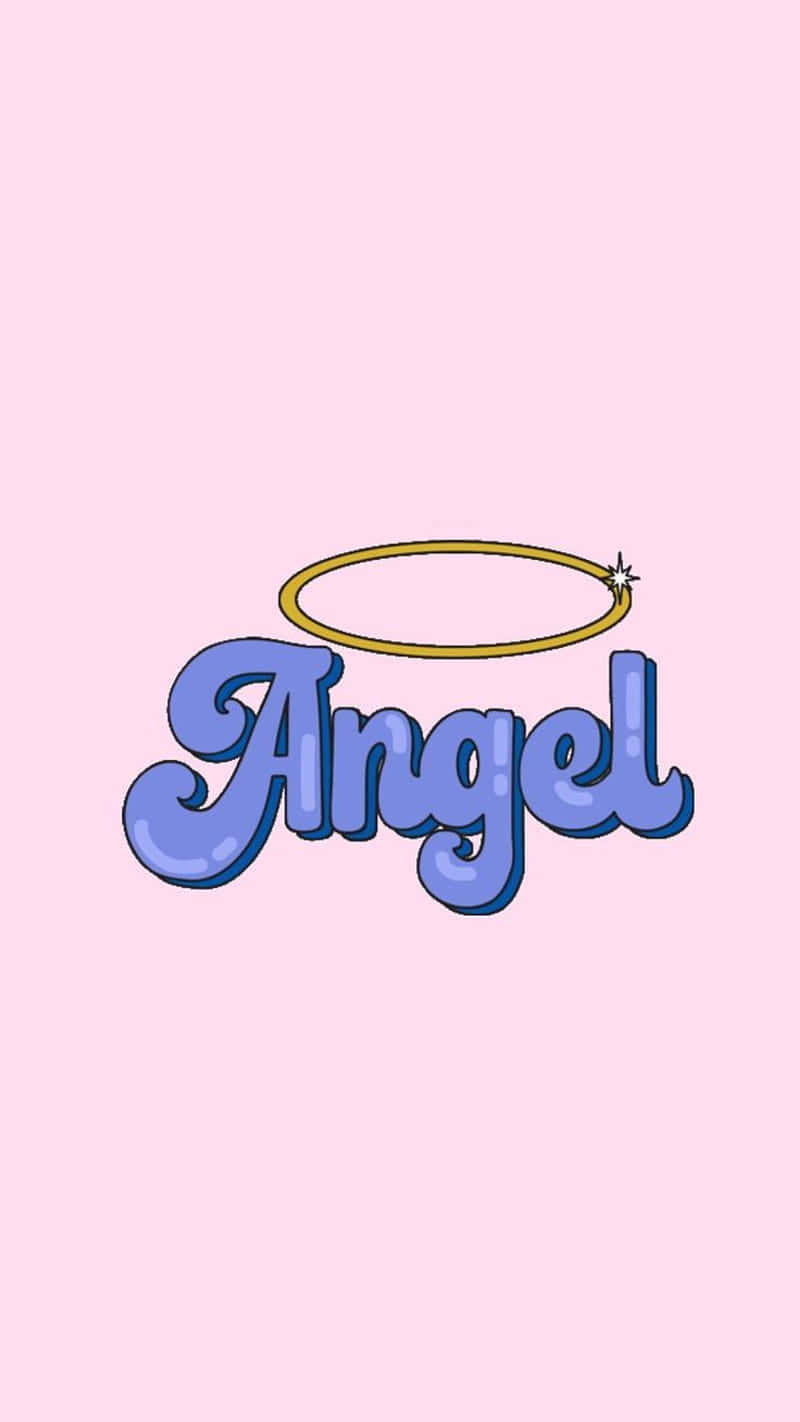 Cute Angel Lettering Designed With A Halo Background