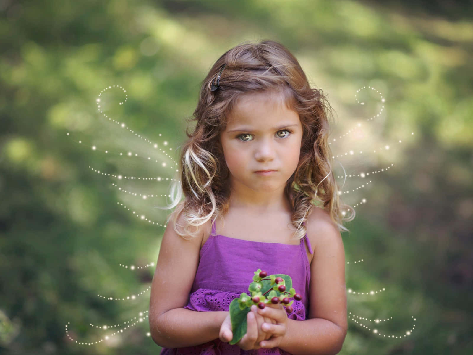 Cute Angel Toddler In A Purple Dress