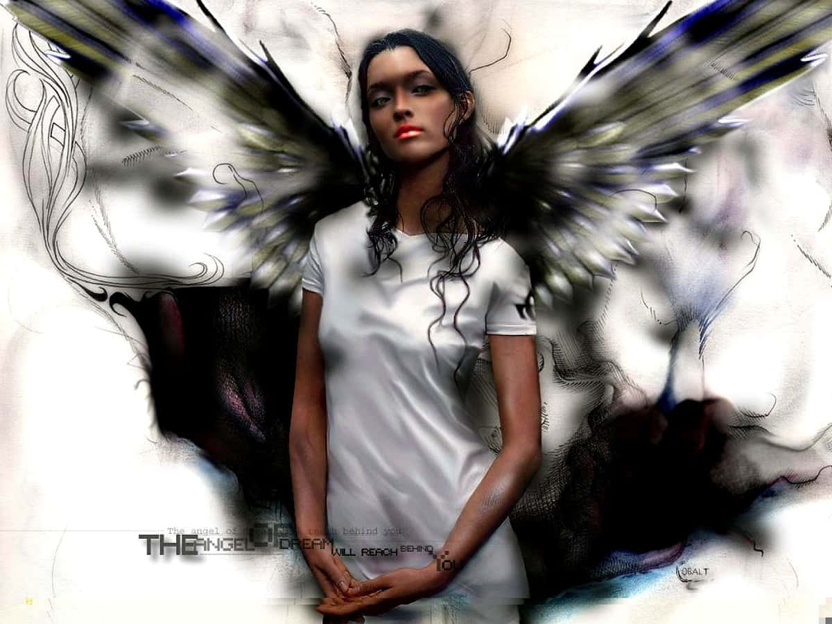 Cute Angel With Black Wings