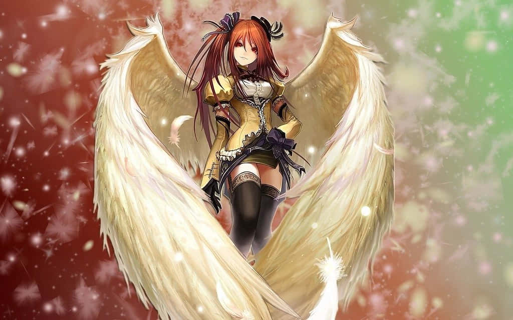 Cute Angel With Red Hair Background