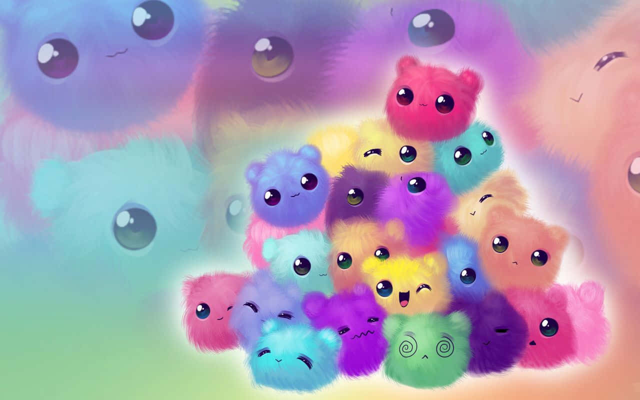Cute Animals Cartoon Colorful Fuzzy Background