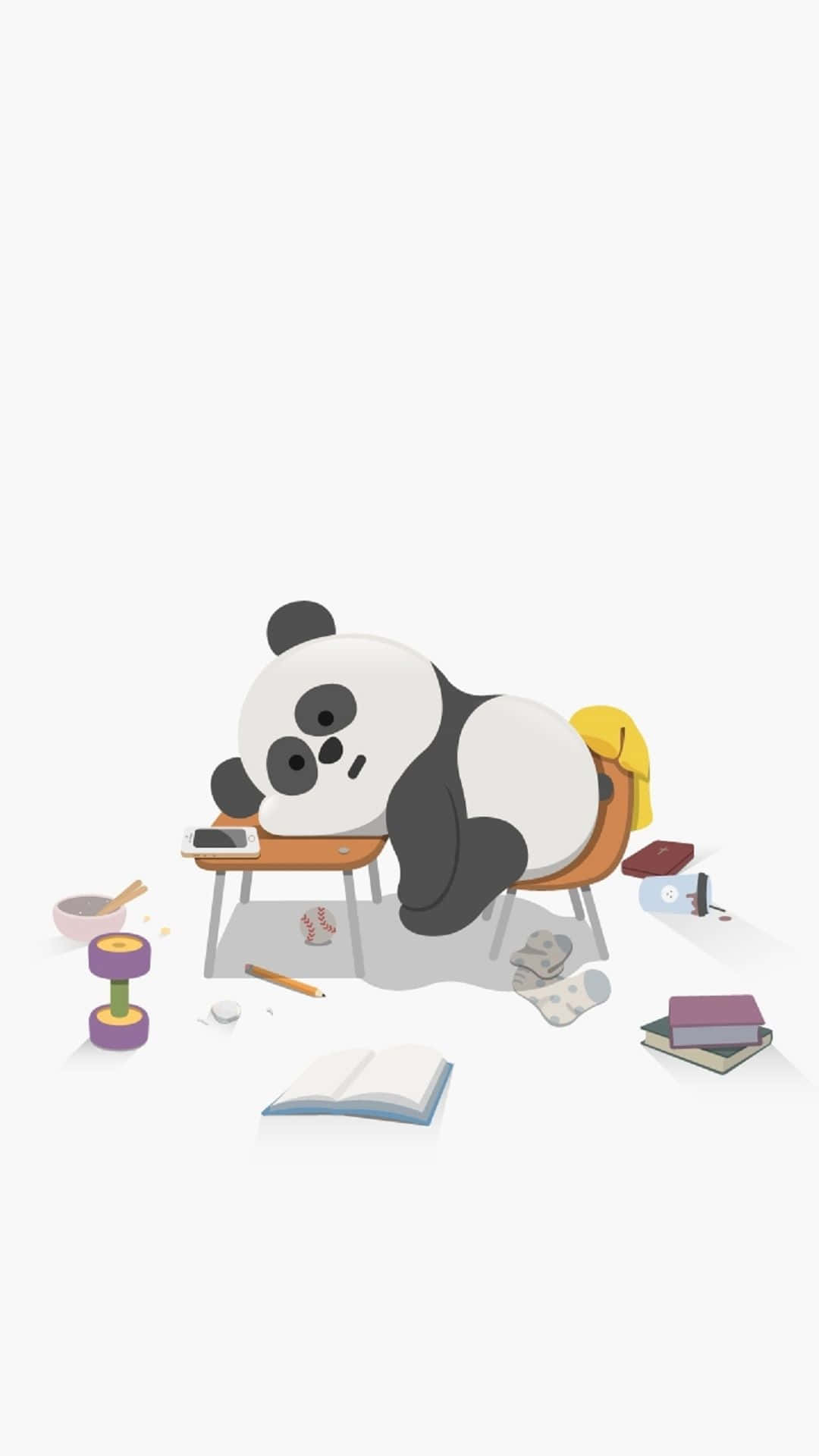 Cute Animals Cartoon Panda On Table Background