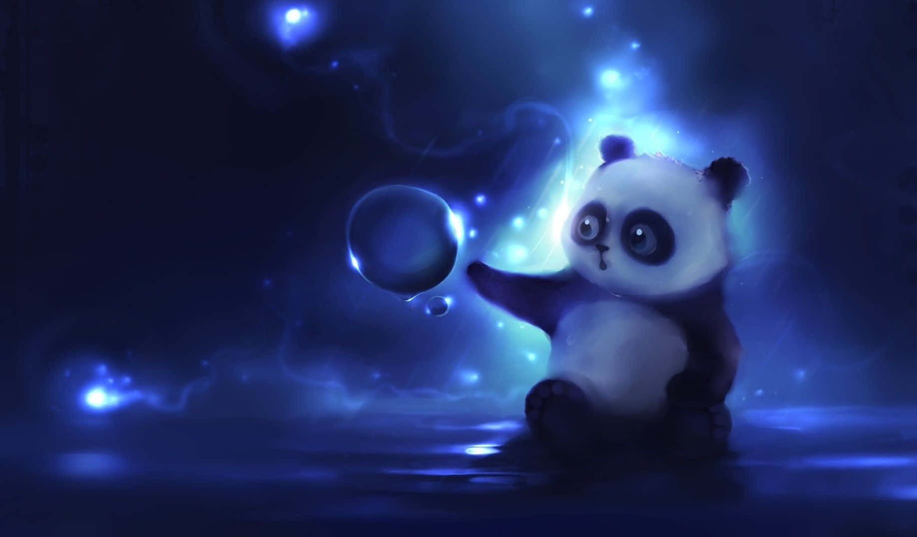 Cute Animals Cartoon Panda With Bubble Background