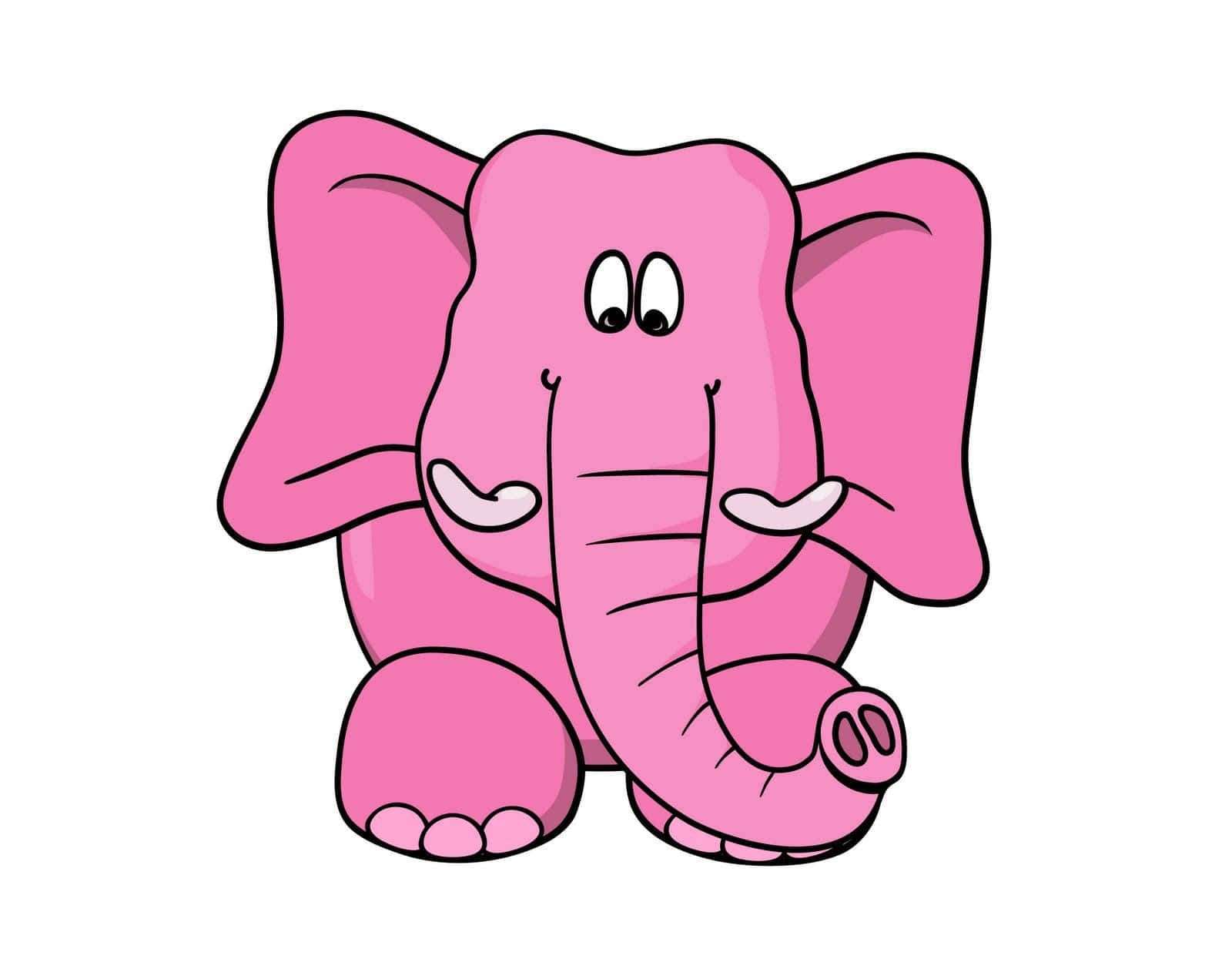 Cute Animals Cartoon Pink Elephant Background