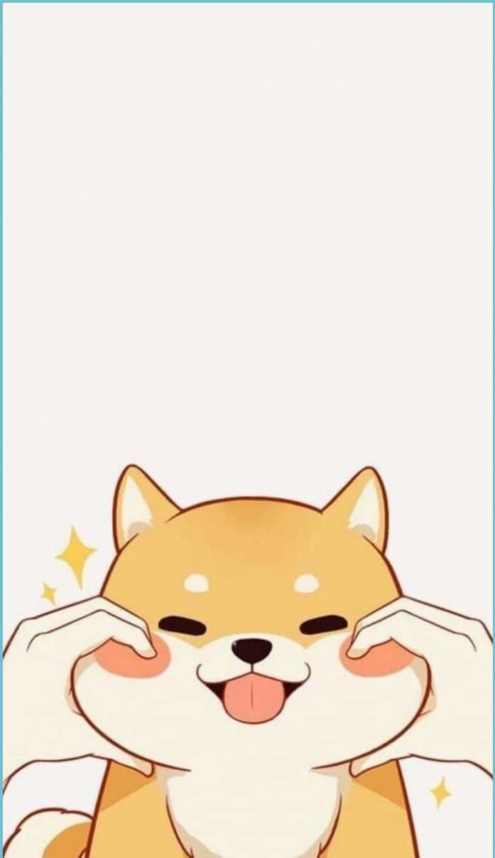 Cute Animals Cartoon Shiba Cheek Background