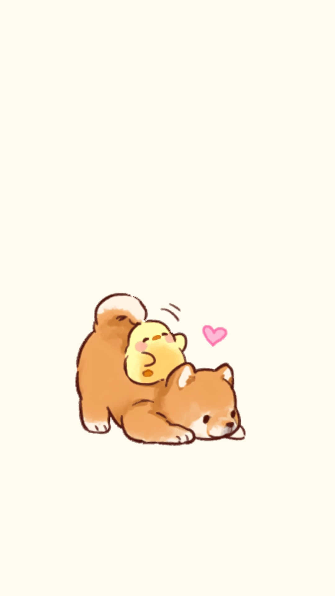 Cute Animals Cartoon Shiba & Duckling
