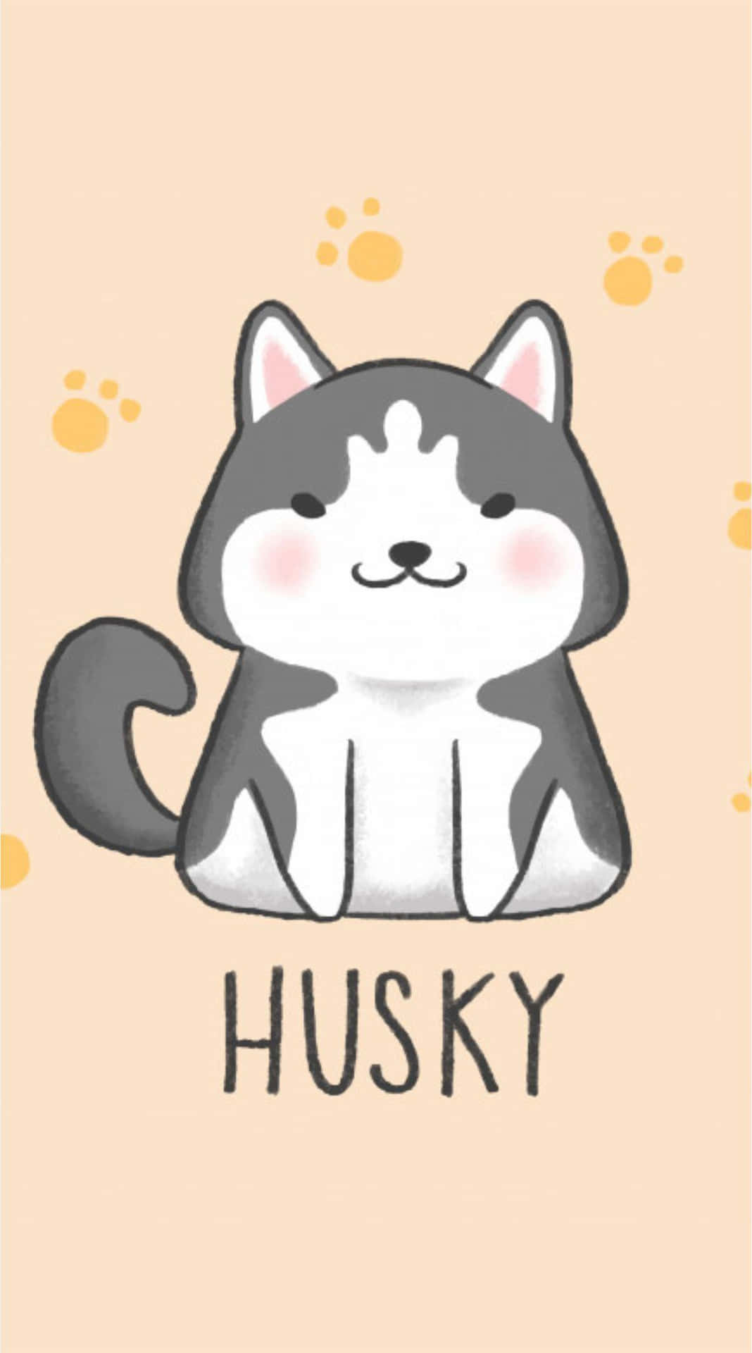 Cute Animals Cartoon Sitting Husky Background