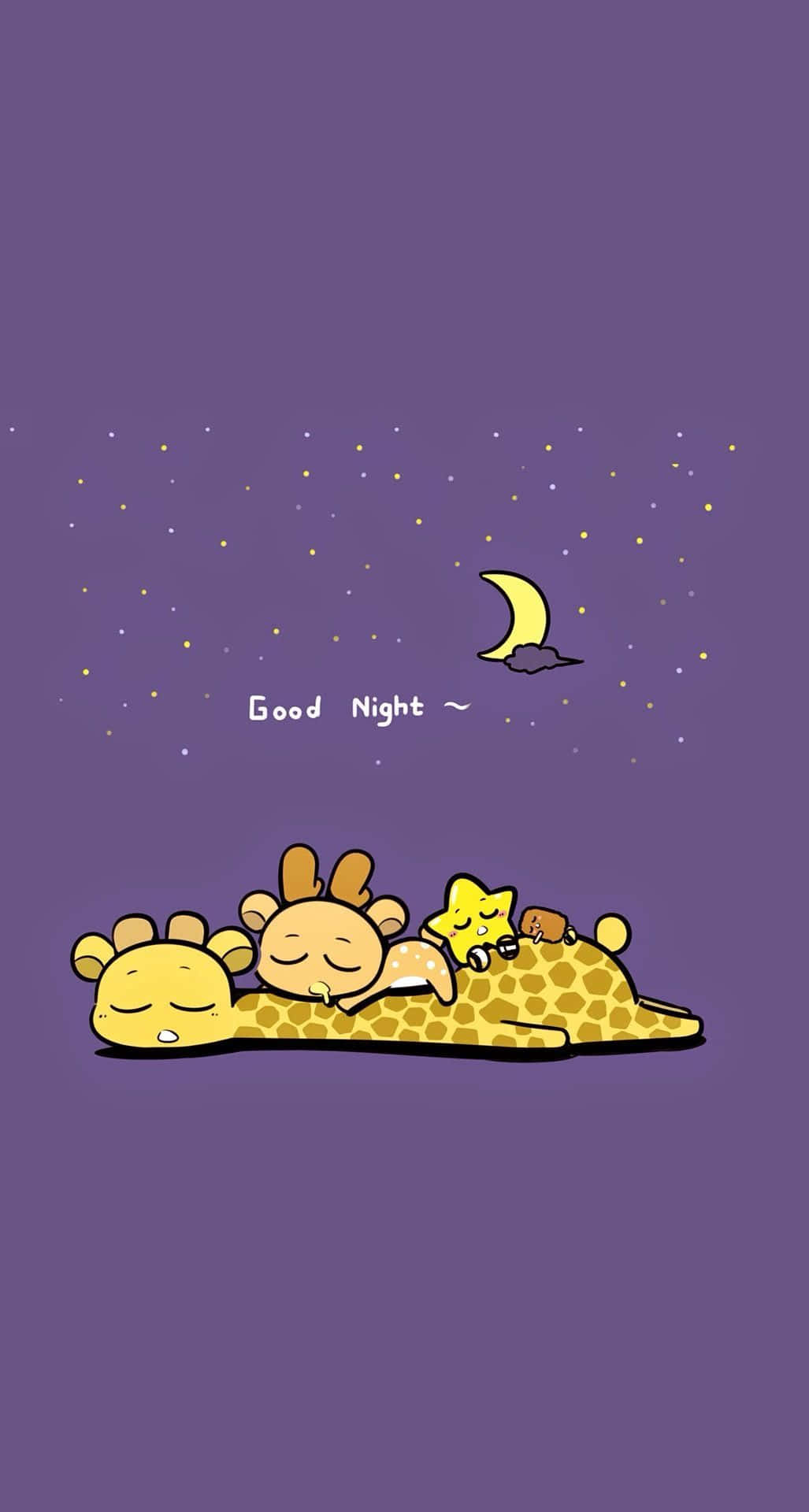 Cute Animals Cartoon Sleeping Giraffe & Deer