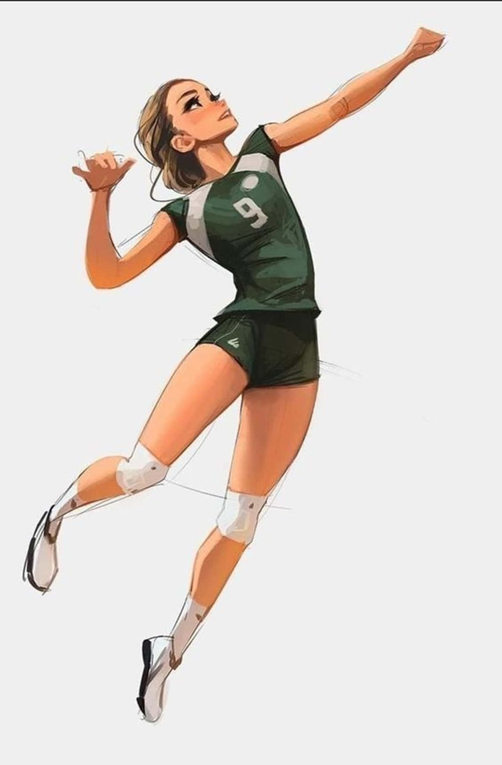 Cute Animated Girl In Volleyball Stance Background