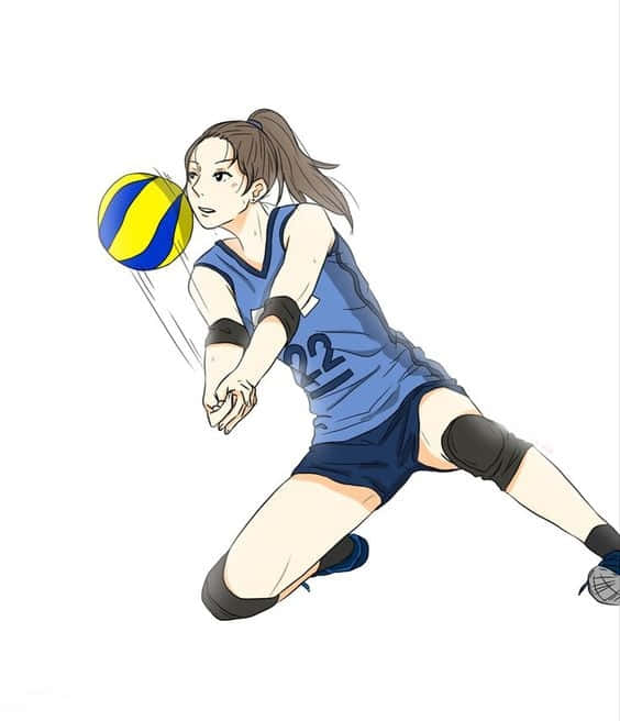 Cute Animated Volleyball Player Background