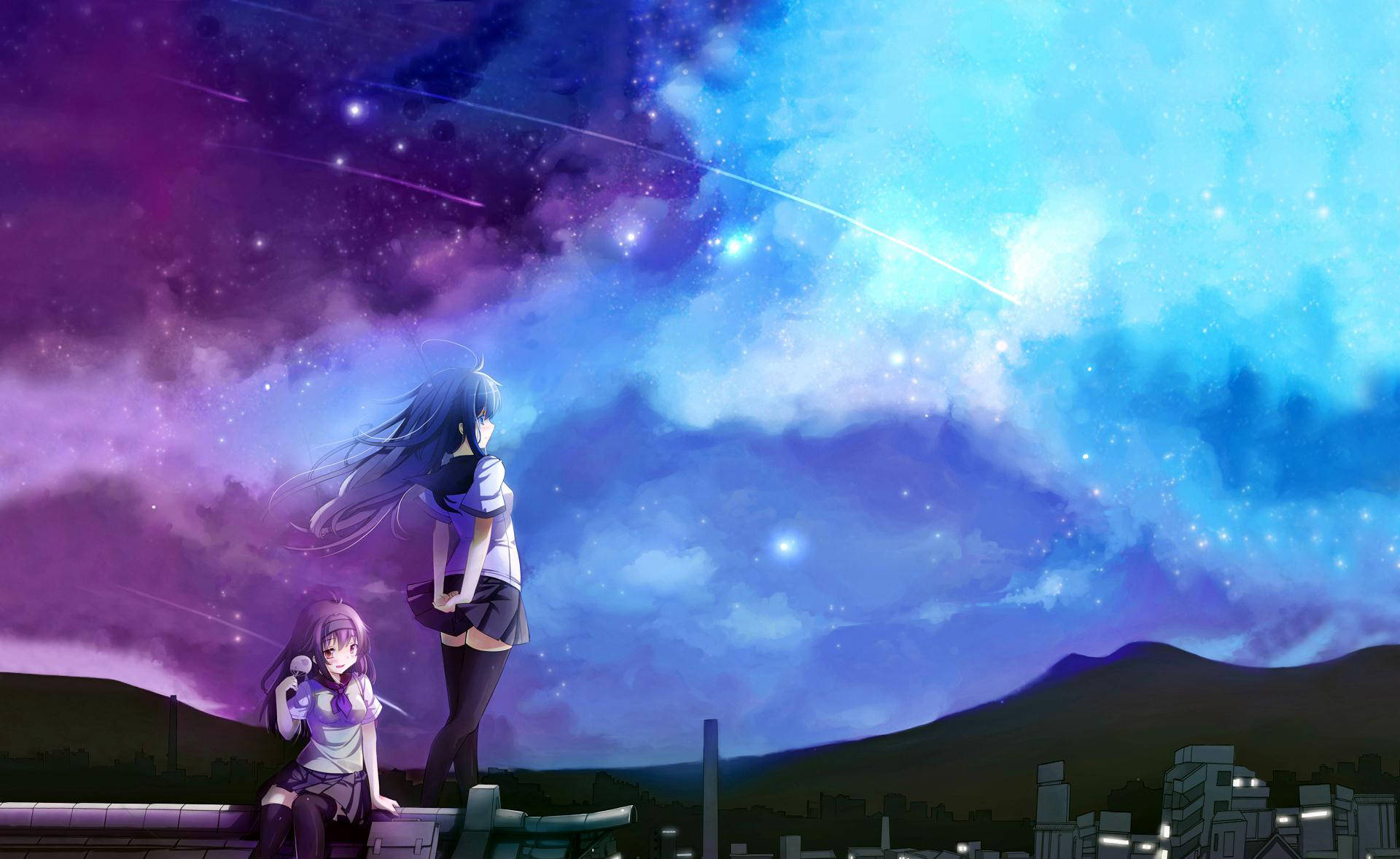 Cute Anime Best Friend Sky Background
