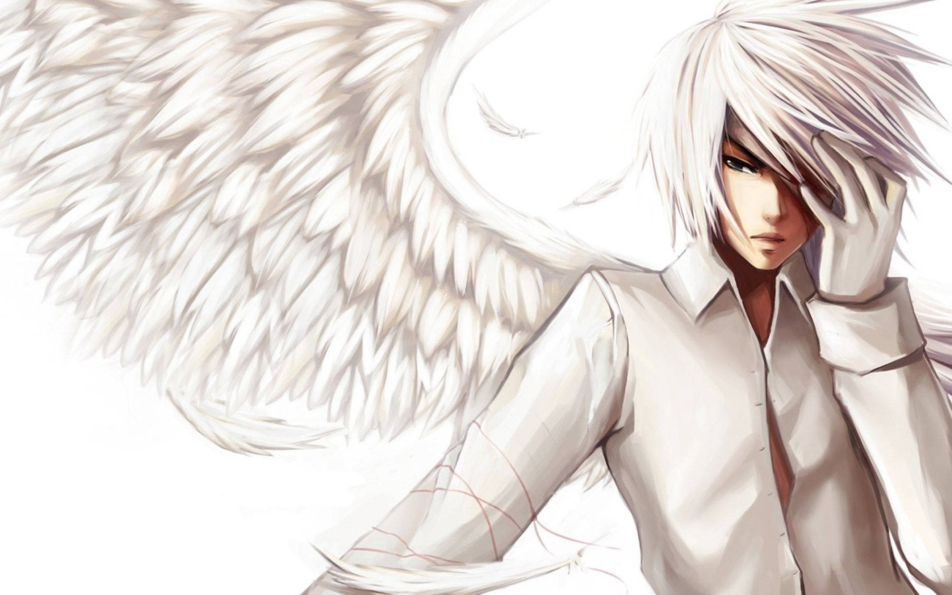 Cute Anime Boy Angel With Wings Background
