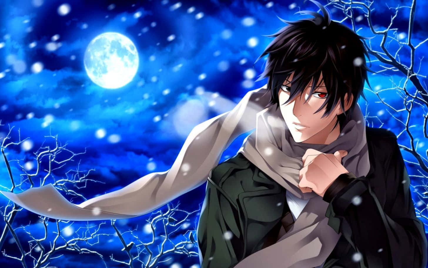 Cute Anime Boy Enjoying His Day Background
