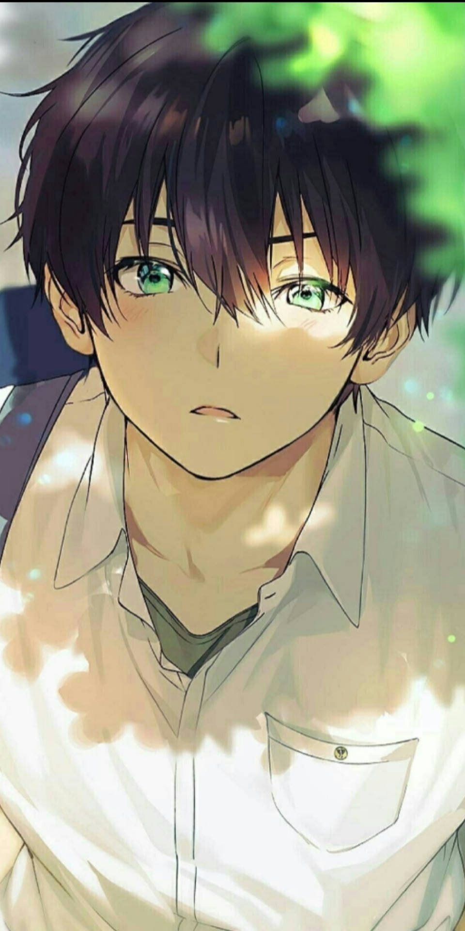 Cute Anime Boy Green Eyes Background