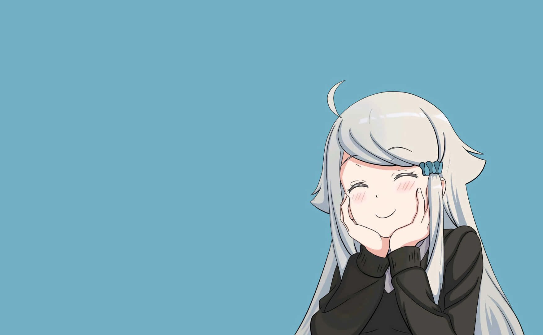Cute Anime Character With A Smug Face And White Hair Background