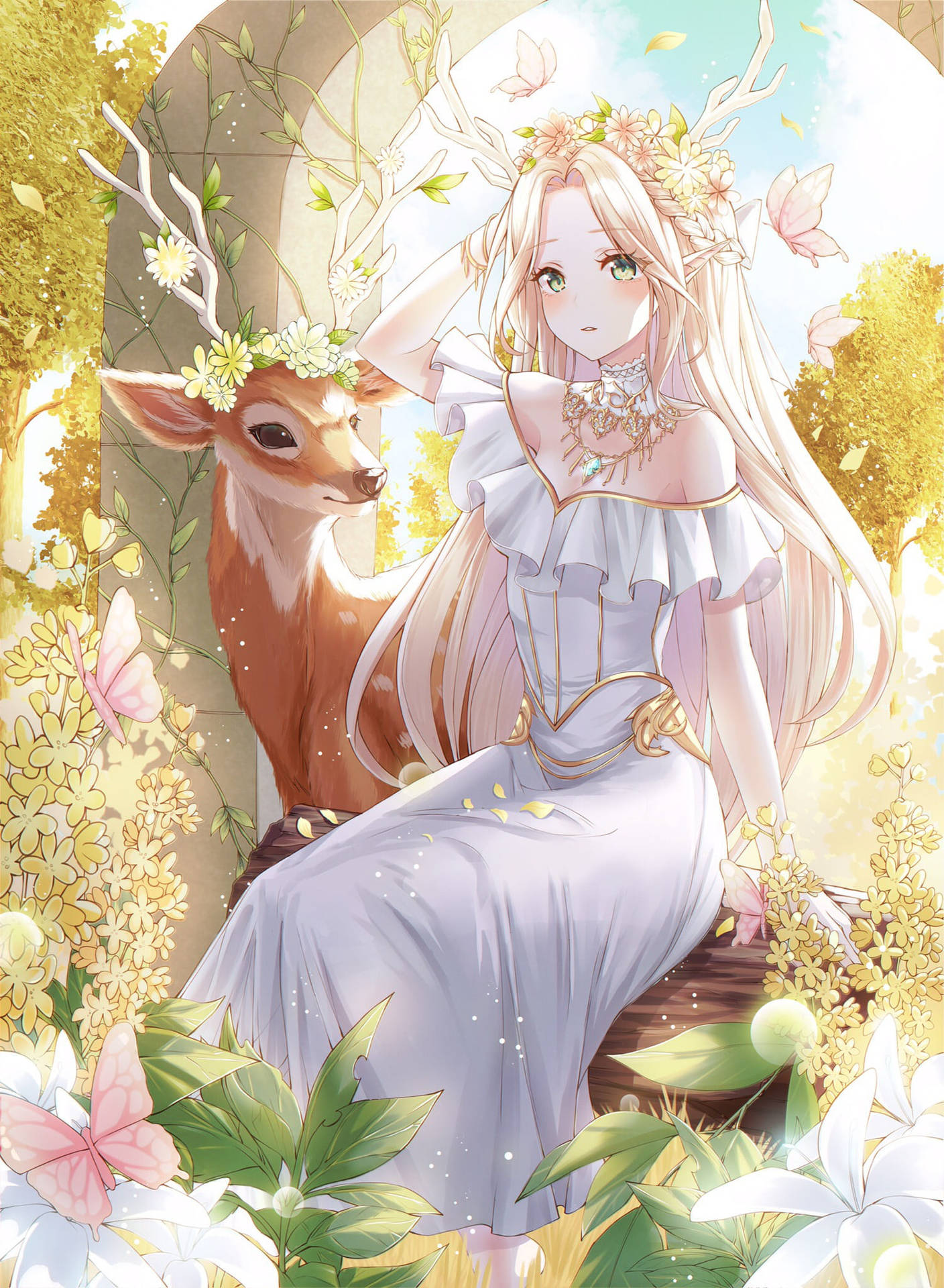Cute Anime Characters In Fairy Outfit Background