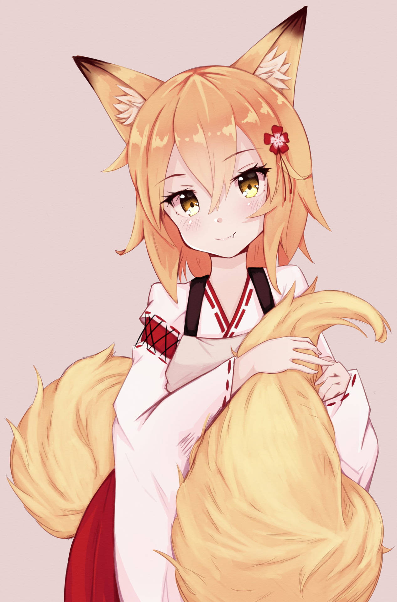 Cute Anime Characters In Fox Costume Background