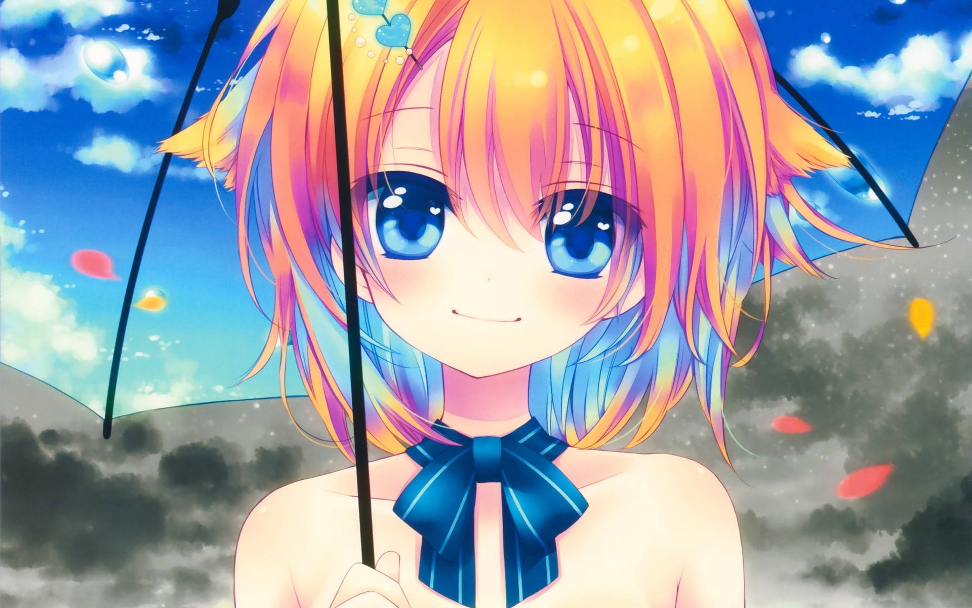 Cute Anime Characters With An Umbrella Background
