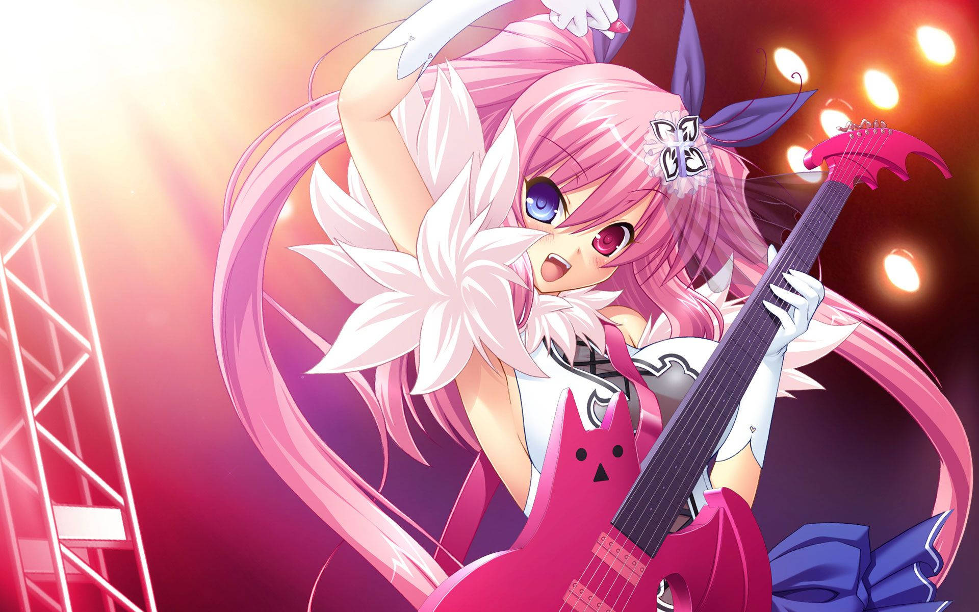 Cute Anime Characters With Guitar Background