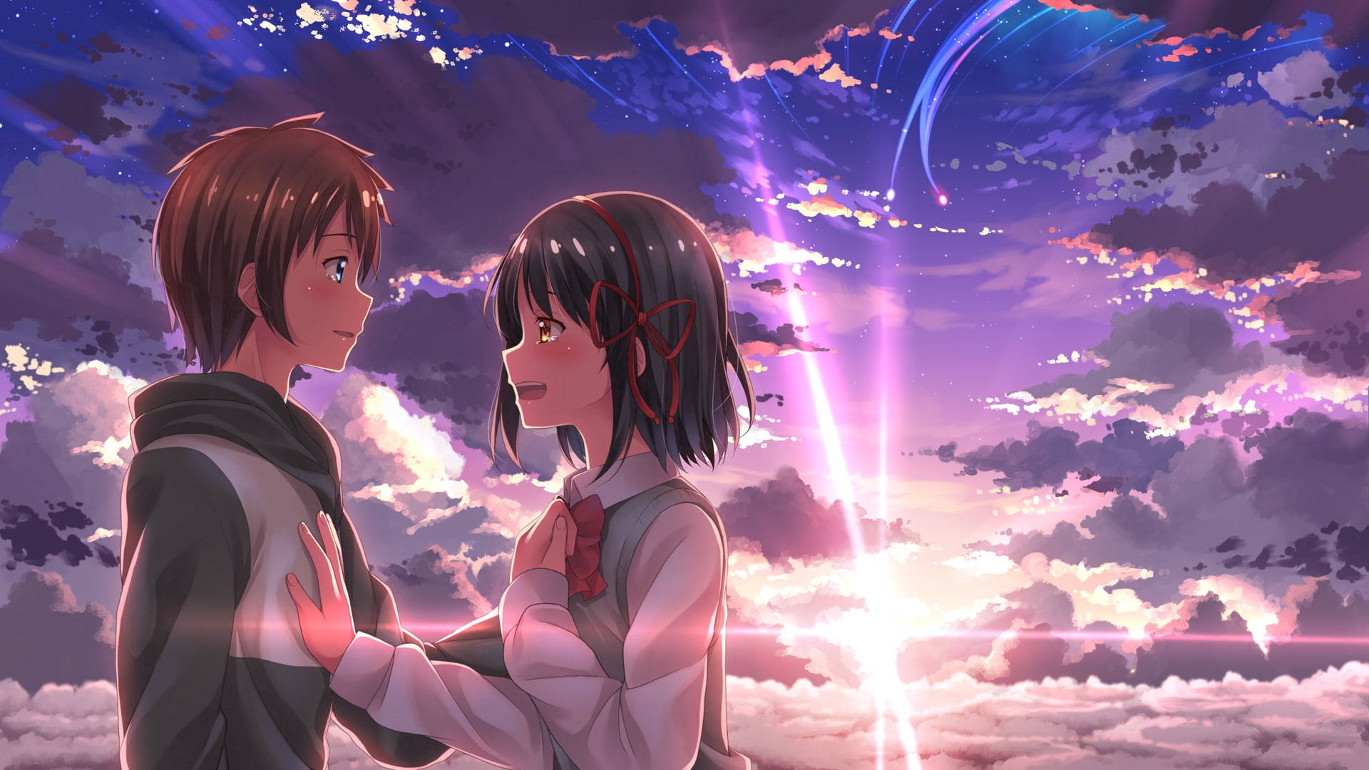 Cute Anime Couple And Cloudy Sunset