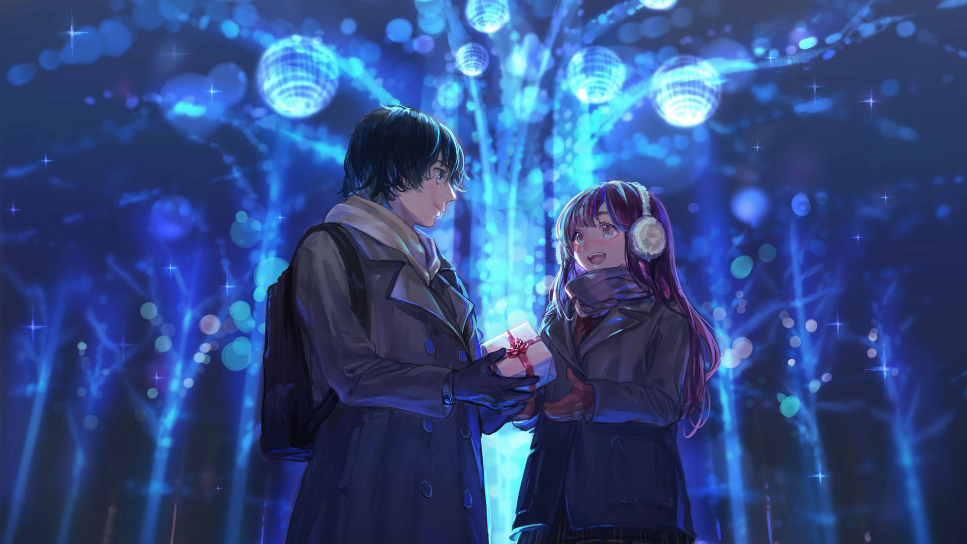 Cute Anime Couple Gift Background