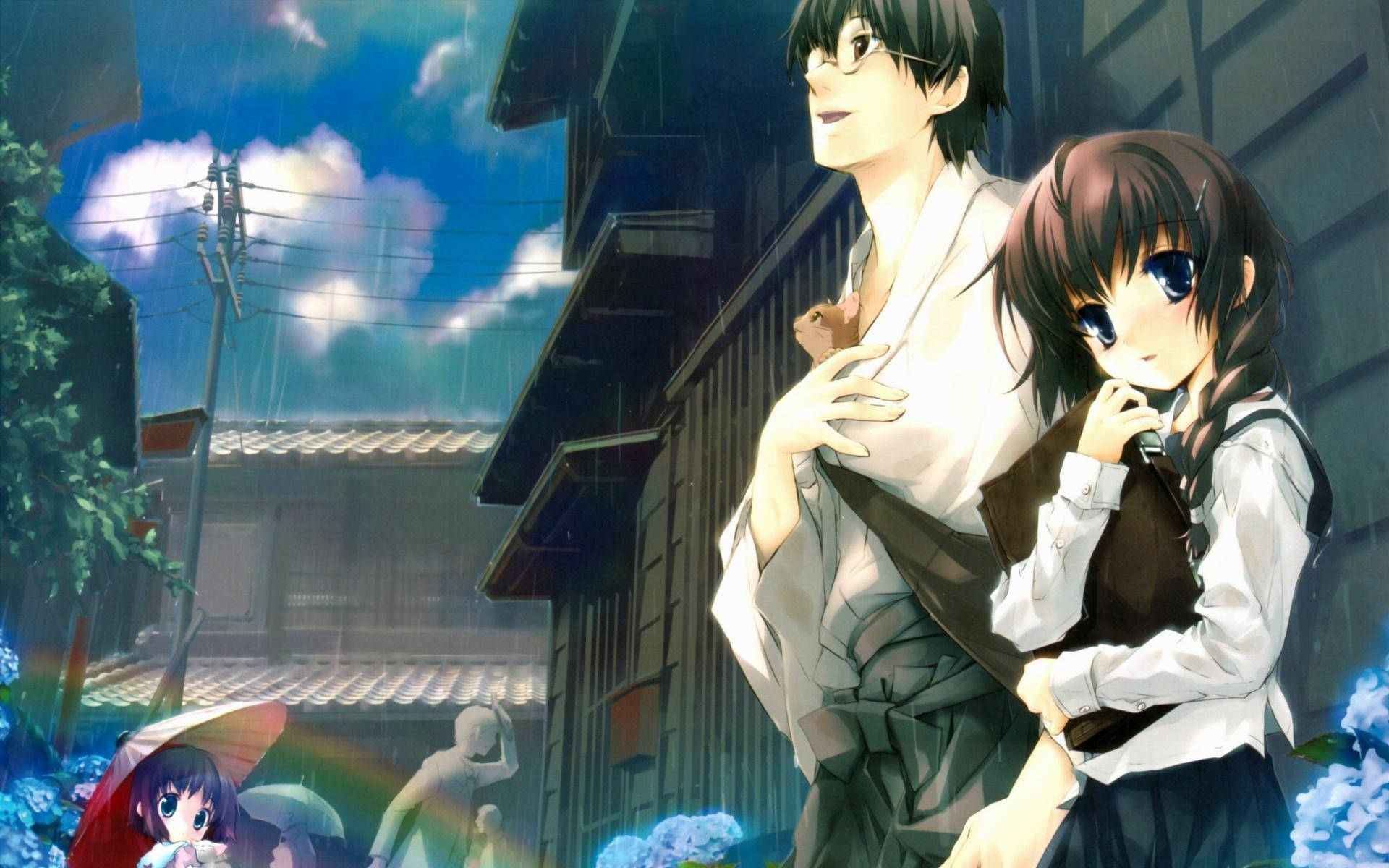 Cute Anime Couple In The Rain