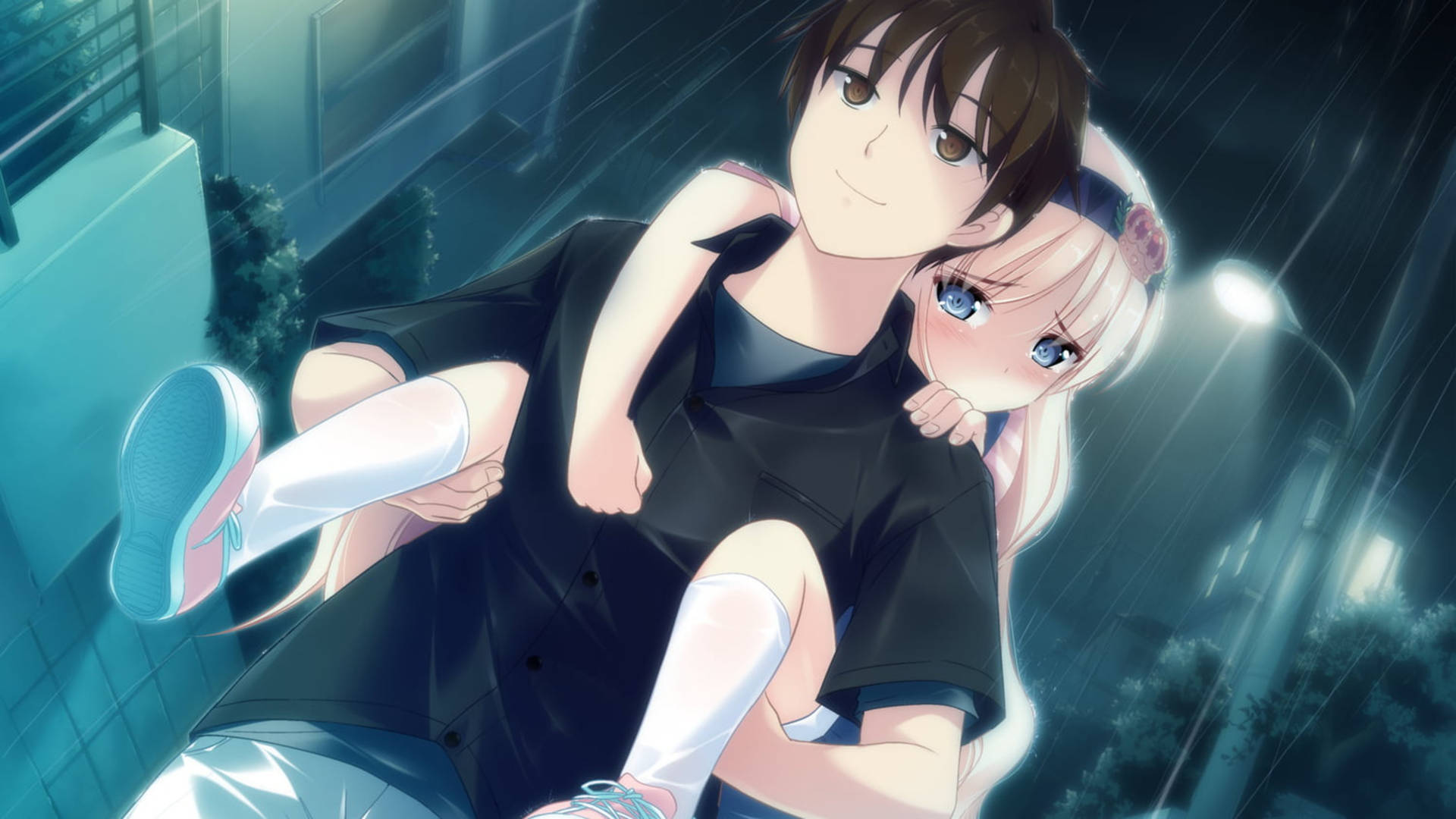 Cute Anime Couple Piggyback Ride