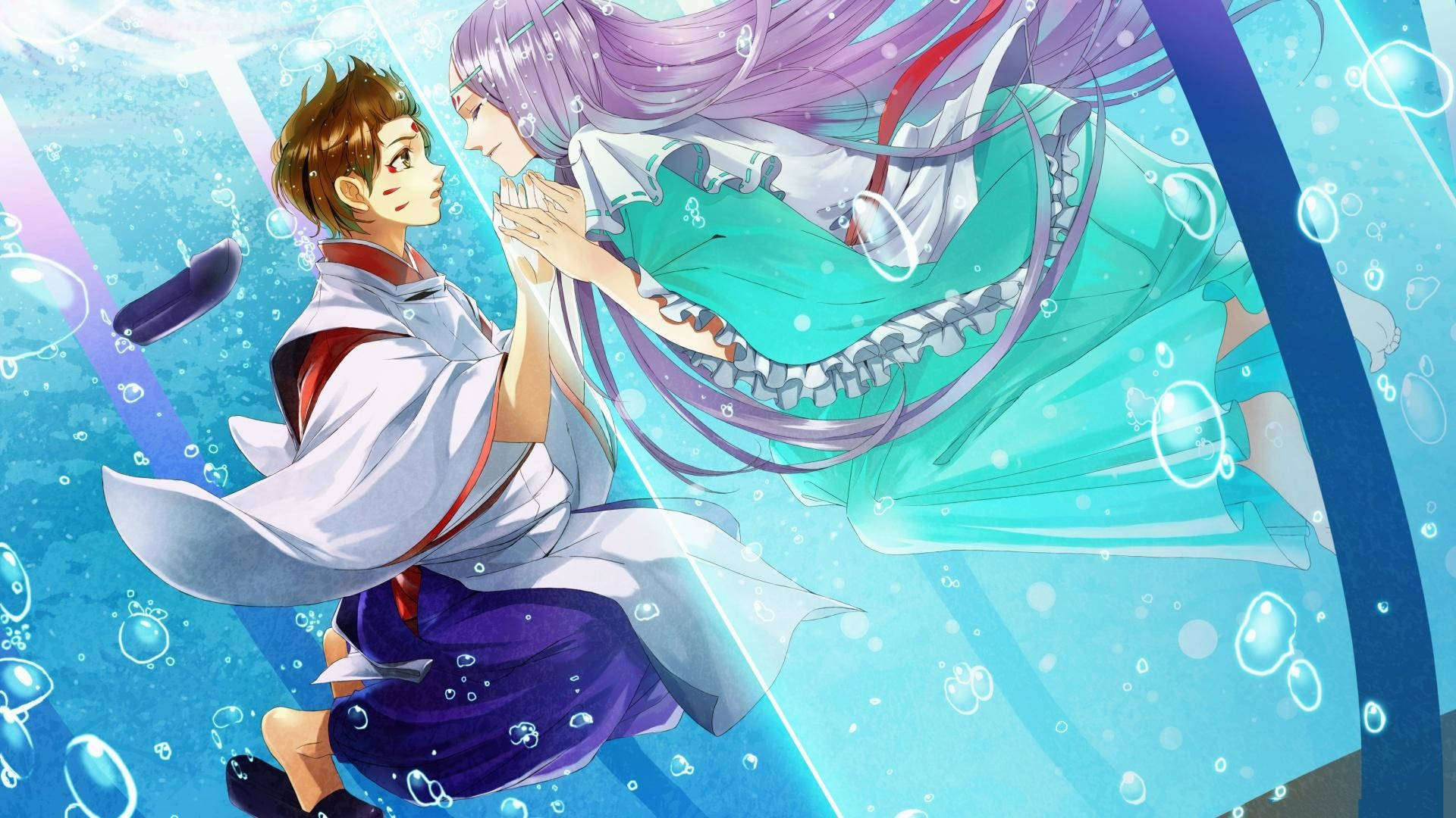 Cute Anime Couple Underwater