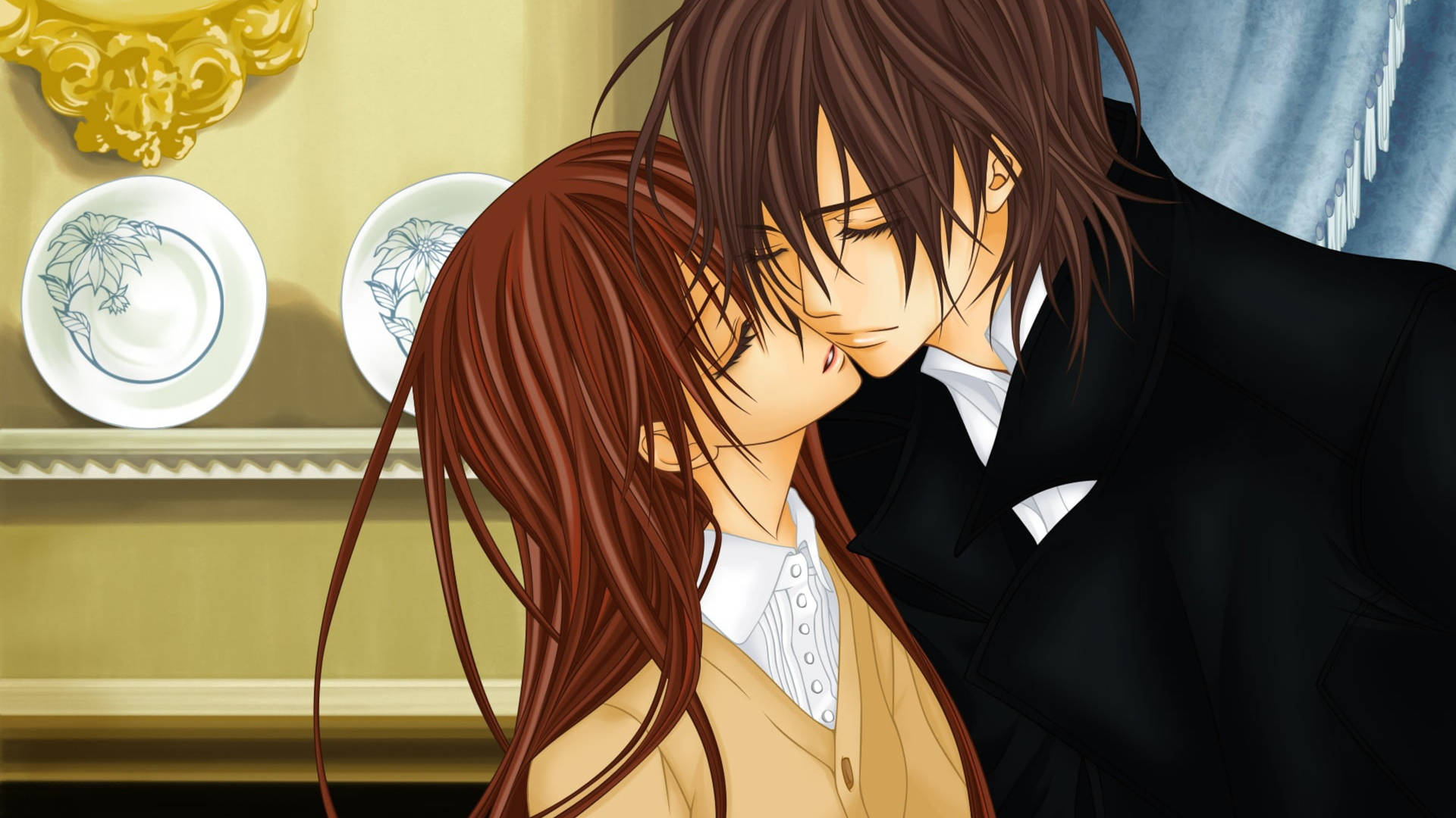 Cute Anime Couple With Brown Hair Background