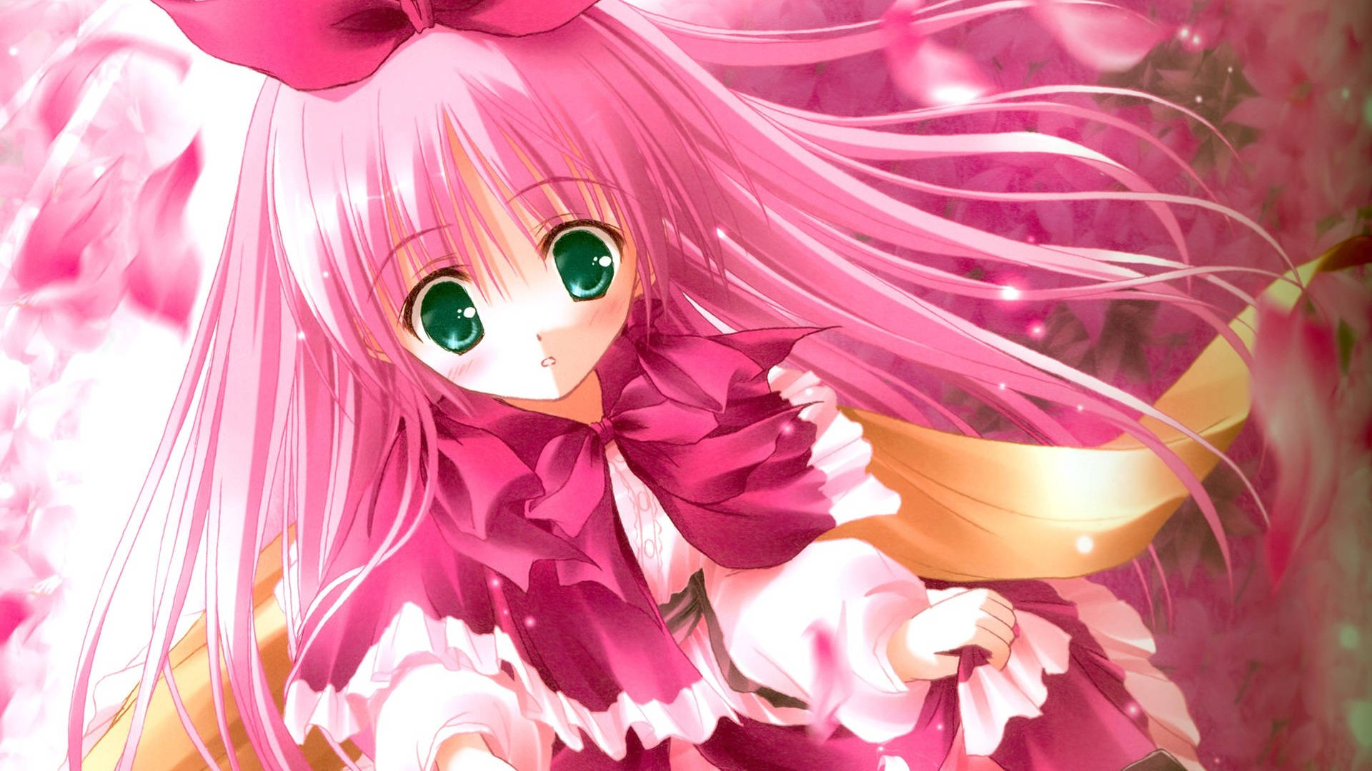 Cute Anime Girl Long Pink Hair