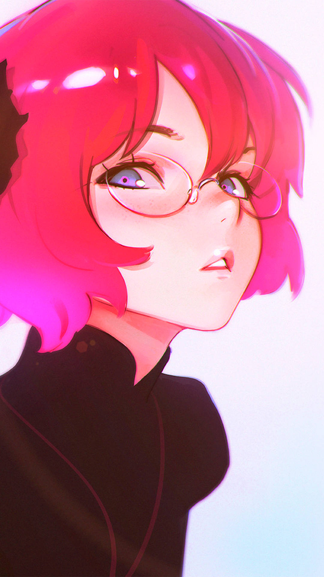 Cute Anime Girl Short Pink Hair Background