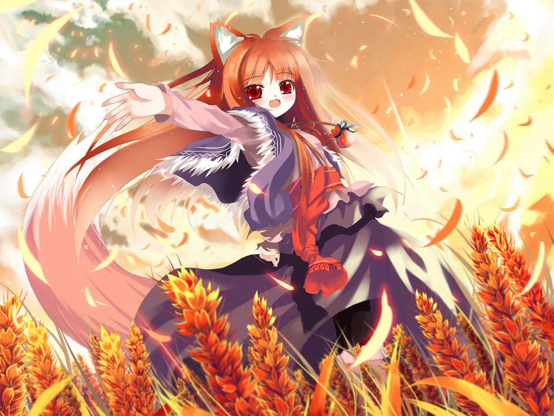 Cute Anime Girl Spice And Wolf Background