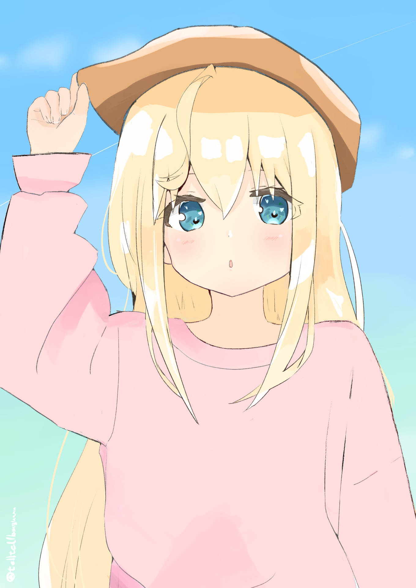 Cute Anime Girl With Beret Background