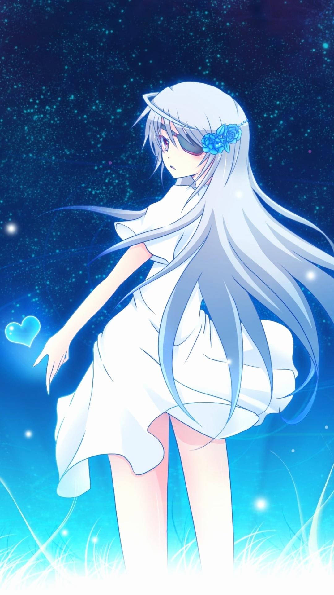 Cute Anime Pfp Blue Lady Background
