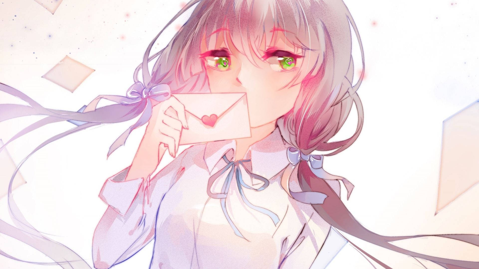 Cute Anime Pfp Green Eyed Girl Background