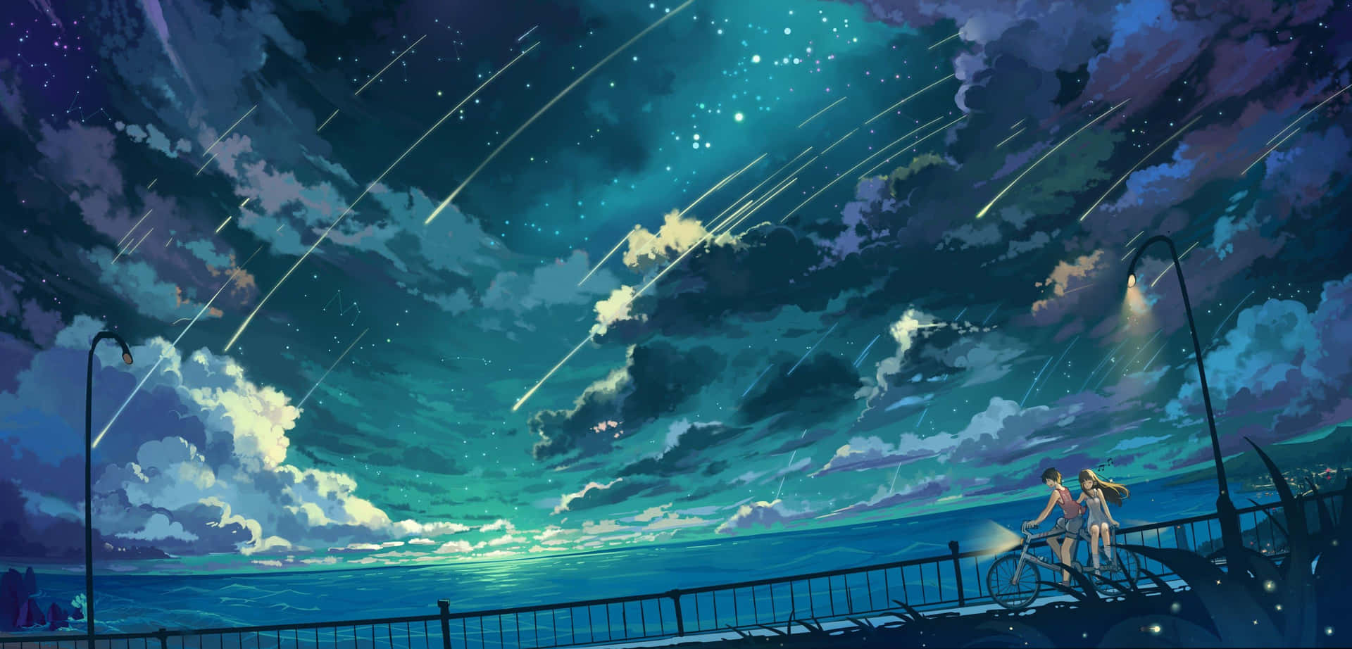 Cute Anime Scenery Meteor Background
