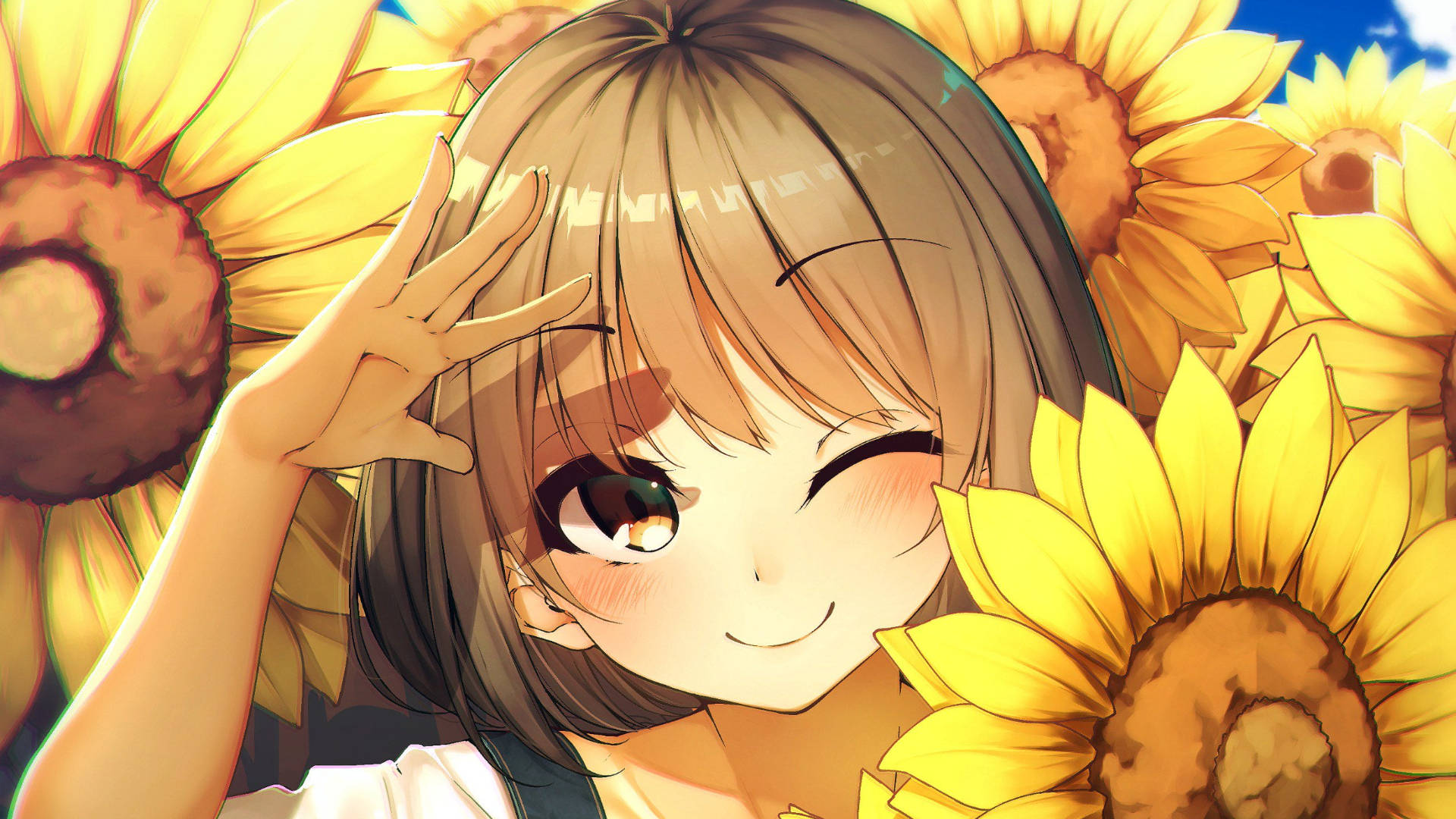 Cute Anime Sunflower Background