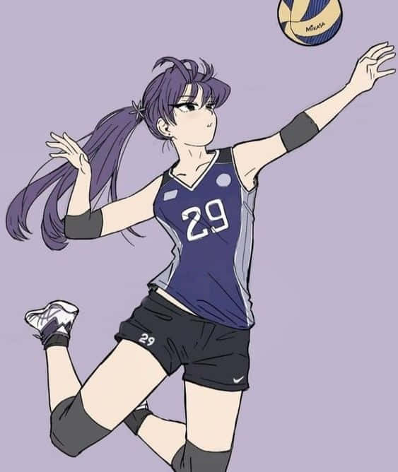 Cute Anime Volleyball Player Background